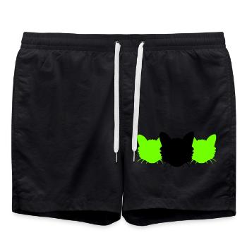 3 Chats Silhouettes Trois Amis Equipe Chefs d’équipe - Short de bain - noir - Devant - AI Model Male 185 light (185cm)