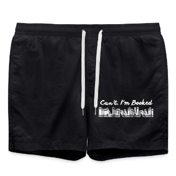 Book Lover Can't I'm Booked - Swim Trunks - black - Front - AI Model Male 185 light (185cm)