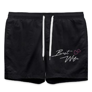Best Wife Design white - Swim Trunks - black - Front - AI Model Male 185 light (185cm)