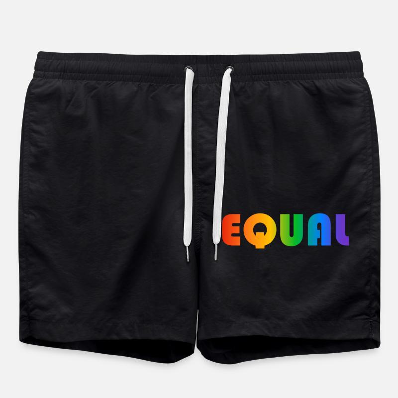 EQUAL RAINBOW TEXT - Swim Trunks - black