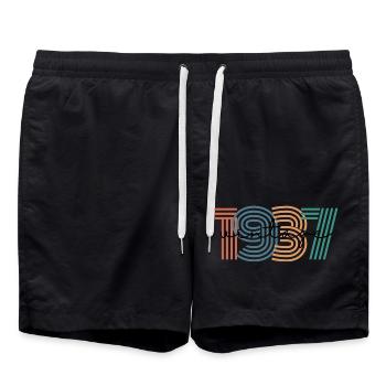 1937 vintage rétro - Short de bain - noir - Devant - AI Model Male 185 light (185cm)