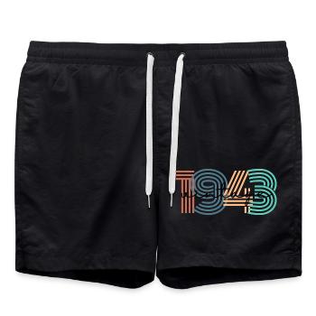 1943 vintage rétro - Short de bain - noir - Devant - AI Model Male 185 light (185cm)