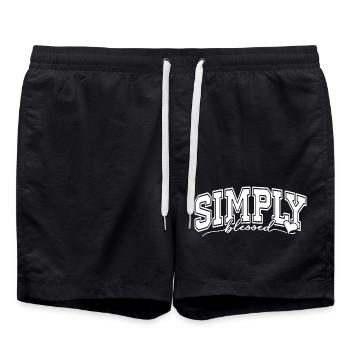 Einfach segnen Inspirierend Dankbar Positiv - Badeshorts - Schwarz - Vorne - AI Model Male 185 light (185cm)