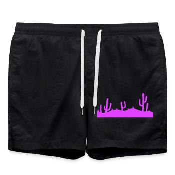 Viele Kakteen Kaktus Wüste Cool Lila Abend Nacht - Badeshorts - Schwarz - Vorne - AI Model Male 185 light (185cm)