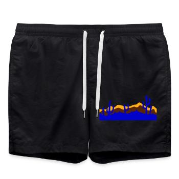 Lots of Cacti Cactus Desert Cool Colorful Evening Night - Swim Trunks - black - Front - AI Model Male 185 light (185cm)