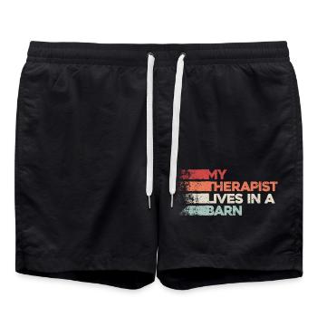 Horse therapy for the soul - Swim Trunks - black - Front - AI Model Male 185 light (185cm)
