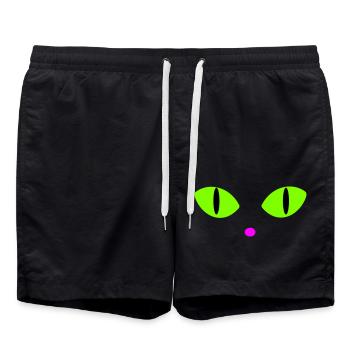 Grüne Katzenaugen - Badeshorts - Schwarz - Vorne - AI Model Male 185 light (185cm)