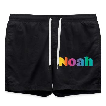 First name Noah Rainbow Gift - Swim Trunks - black - Front - AI Model Male 185 light (185cm)