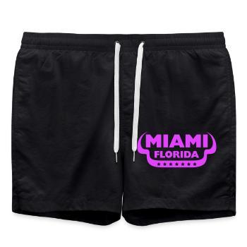 Miami États-Unis Palm Trees Beach Sun America Floride Logo - Short de bain - noir - Devant - AI Model Male 185 light (185cm)