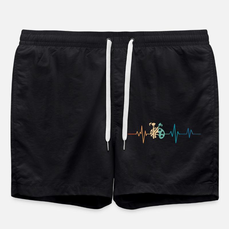 Retro Heartbeat Painter's Palette - Swim Trunks - black