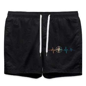 Retro Heartbeat Kompass - Badeshorts - Schwarz - Vorne - AI Model Male 185 light (185cm)