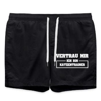 Cat trainer as funny - Swim Trunks - black - Front - AI Model Male 185 light (185cm)