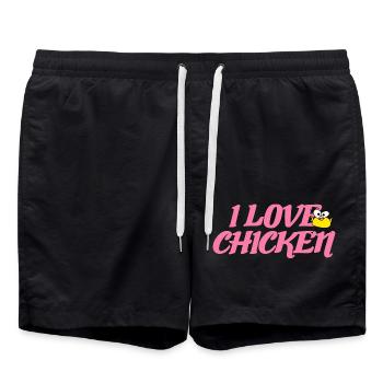 Poulet jaune J’adore le poulet - Short de bain - noir - Devant - AI Model Male 185 light (185cm)