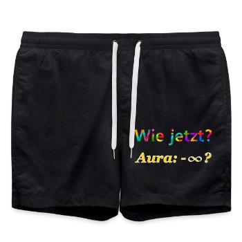Wie jetzt? Aura minus unendlich ? - Badeshorts - Schwarz - Vorne - AI Model Male 185 light (185cm)