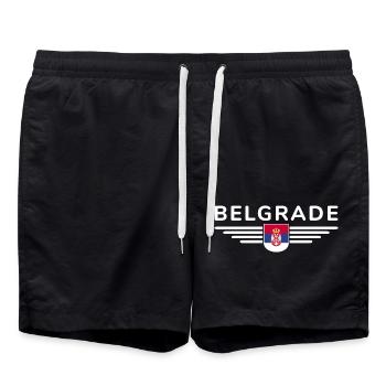 T-Shirt Belgrade – Pour les fans de la capitale - Short de bain - noir - Devant - AI Model Male 185 light (185cm)