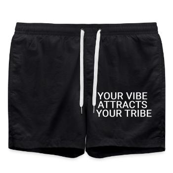 Deine Stimmung zieht deinen Stamm an - Badeshorts - Schwarz - Vorne - AI Model Male 185 light (185cm)