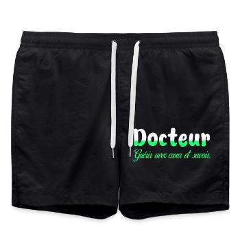Arzt, Arzt, Krankenschwester, Gesundheit und weißer Kittel - Badeshorts - Schwarz - Vorne - AI Model Male 185 light (185cm)