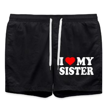 i love my sister - Short de bain - noir - Devant - AI Model Male 185 light (185cm)