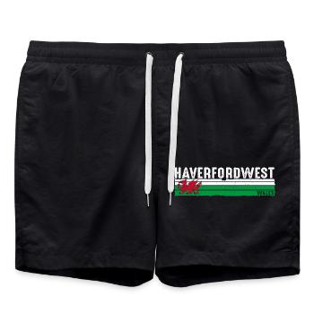 Haverfordwest Wales Retro-Stil für das Erbe - Badeshorts - Schwarz - Vorne - AI Model Male 185 light (185cm)