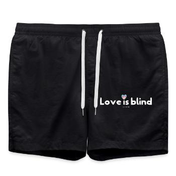 Love - Love is blind - colourblind - Badeshorts - Schwarz - Vorne - AI Model Male 185 light (185cm)