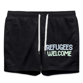 Les réfugiés accueillent rétro - Short de bain - noir - Devant - AI Model Male 185 light (185cm)