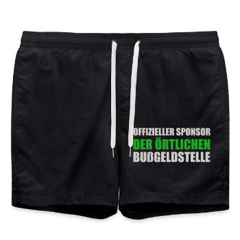 Official sponsor of the Local Fines Office - Swim Trunks - black - Front - AI Model Male 185 light (185cm)