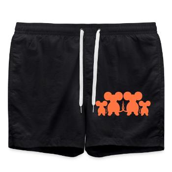 4 souris famille deux enfants maman papa parents mignon - Short de bain - noir - Devant - AI Model Male 185 light (185cm)