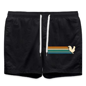 Hühner Hahn - Badeshorts - Schwarz - Vorne - AI Model Male 185 light (185cm)