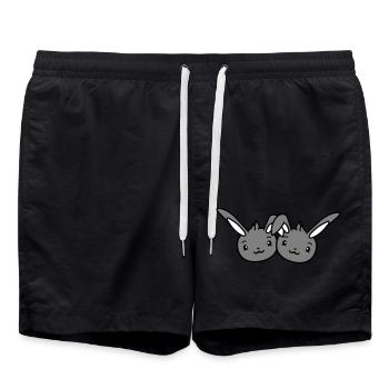 2 Bunnies Friends Team Crew Couple Two Lucky - Swim Trunks - black - Front - AI Model Male 185 light (185cm)