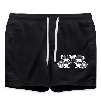 2 Bunnies Knight Sword Shield Armor Helmet Castle - Swim Trunks - black - Front - AI Model Male 185 light (185cm)
