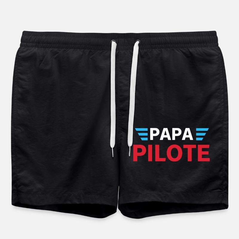 Pilot Papa - Papa Geschenk - Badeshorts - Schwarz