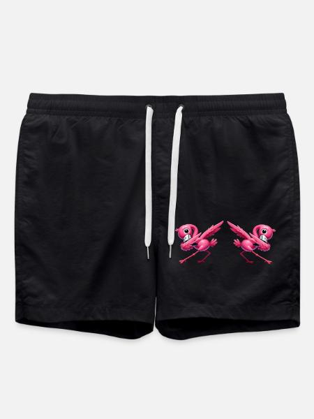 Flamingo Dabbing 2 - Swim Trunks - black