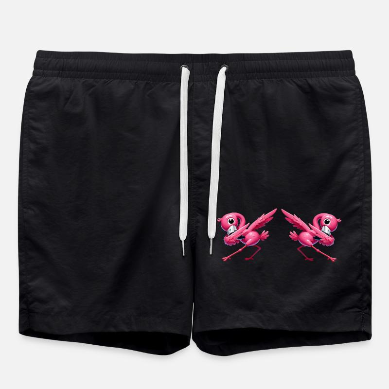 flamingo dabbing 2 - Badeshorts - Schwarz