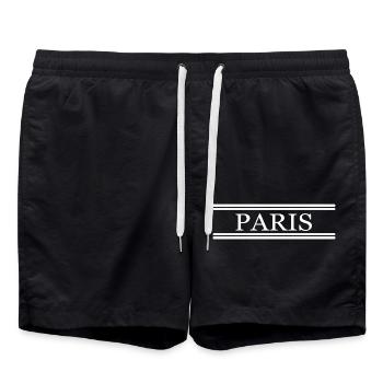 Paris , weiß - Badeshorts - Schwarz - Vorne - AI Model Male 185 light (185cm)