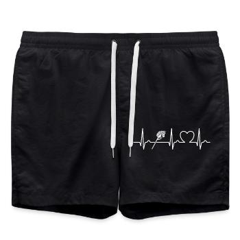 Cheval de loisir - Courbe ECG - Courbe cardiaque - Pouls - Short de bain - noir - Devant - AI Model Male 185 light (185cm)