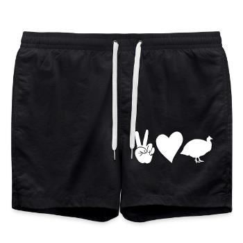 Hühner Hahn Perlhuhn - Badeshorts - Schwarz - Vorne - AI Model Male 185 light (185cm)