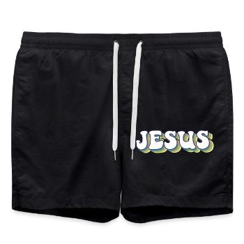Jésus - Short de bain - noir - Devant - AI Model Male 185 light (185cm)