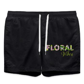 Vibrations florales - Short de bain - noir - Devant - AI Model Male 185 light (185cm)