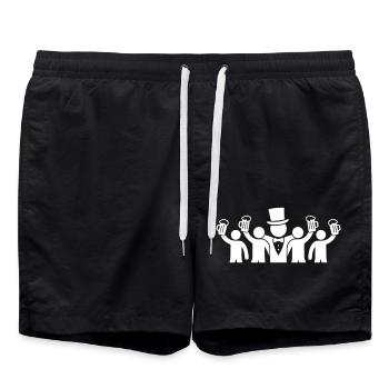 Bräutigam Crew Junggesellen - Badeshorts - Schwarz - Vorne - AI Model Male 185 light (185cm)
