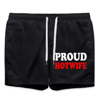 proud hotwife - Badeshorts - Schwarz - Vorne - AI Model Male 185 light (185cm)