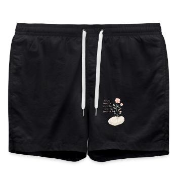 Inspirierendes Blumenmotiv - Hoffnung und Stärke - Badeshorts - Schwarz - Vorne - AI Model Male 185 light (185cm)