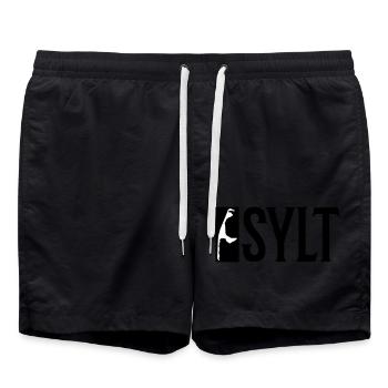 Sylt Urlaub - Badeshorts - Schwarz - Vorne - AI Model Male 185 light (185cm)