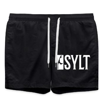 Sylt Insel - Badeshorts - Schwarz - Vorne - AI Model Male 185 light (185cm)