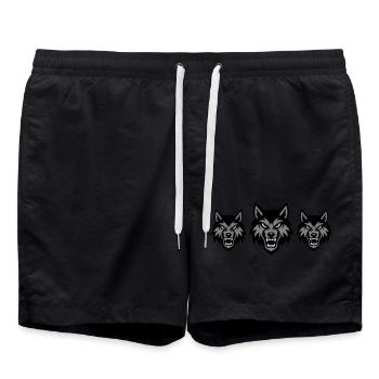 Wolf Kopf Gruppe Rudel - Badeshorts - Schwarz - Vorne - AI Model Male 185 light (185cm)