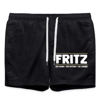 Fritz - Badeshorts - Schwarz - Vorne - AI Model Male 185 light (185cm)