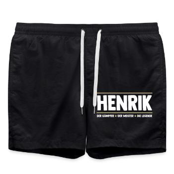 Henrik - Badeshorts - Schwarz - Vorne - AI Model Male 185 light (185cm)