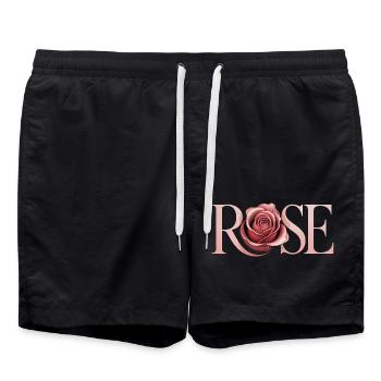 Rose - Logo botanique cool - Short de bain - noir - Devant - AI Model Male 185 light (185cm)