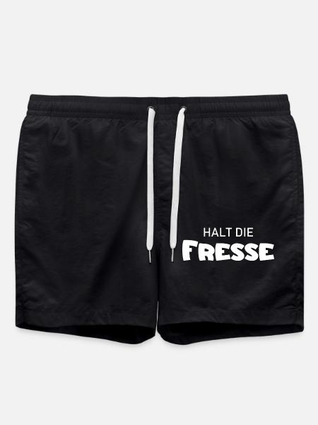 Halt die Fresse - Cooler Spruch - Schweigen - Badeshorts - Schwarz