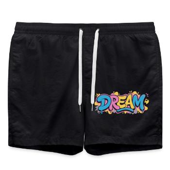 Un design de graffiti DREAM plein de couleurs et de motivation - Short de bain - noir - Devant - AI Model Male 185 light (185cm)