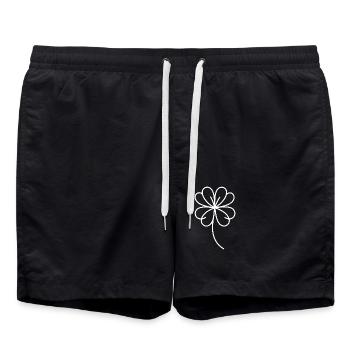 Vierblättriges Kleeblatt One Line Glückssymbol - Badeshorts - Schwarz - Vorne - AI Model Male 185 light (185cm)